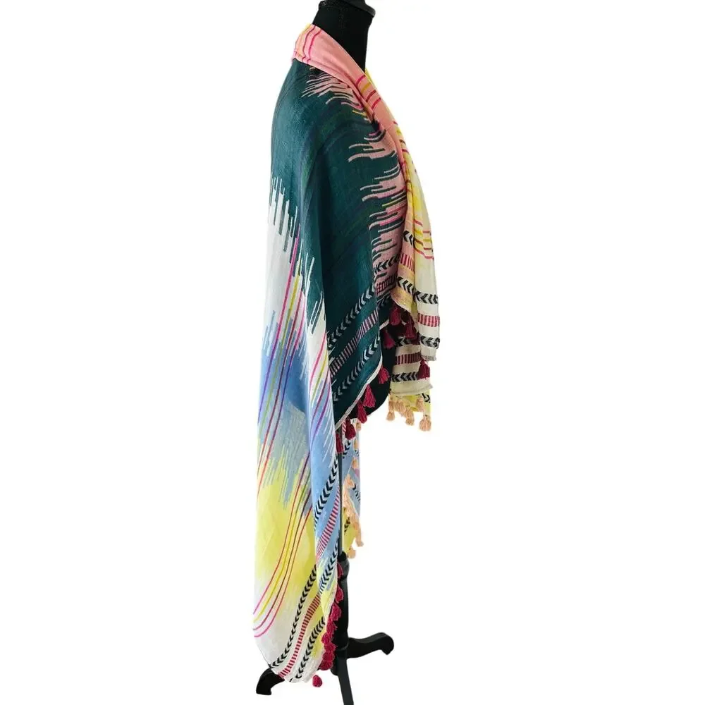 Boho Chic Mixed Pattern Tassel Scarf Wrap